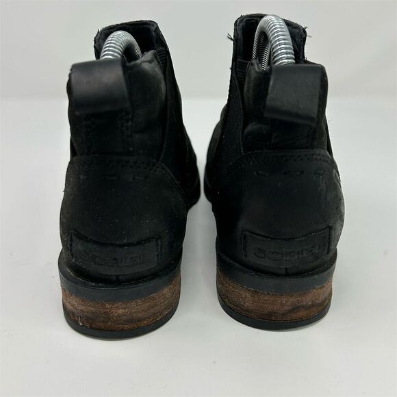 Sorel Women's Emelie Chelsea Black Leather Ankle Boots Size 7 Waterproof - Picture 8 of 13